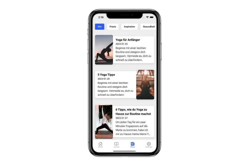 Beitragsbildschirm App