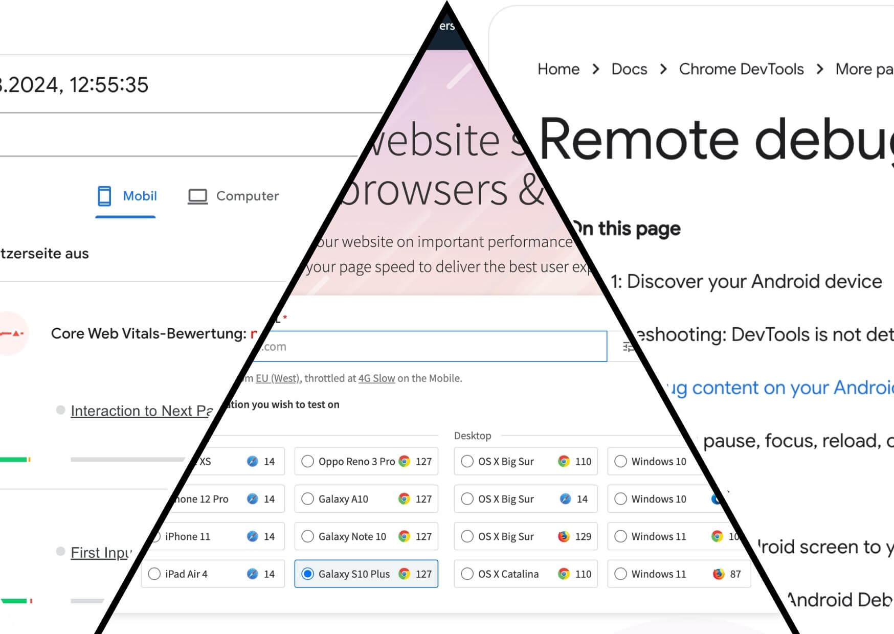 Vergleich der Web-Performance-Tools: PageSpeed Insights, BrowserStack und USB-Debugging